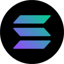 Three stacked cyan, blue, and purple geometric bands form a logo on a black background.