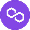 White interlocking geometric links centered on a purple circle with white corners around it.