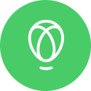 White overlapping loop logo with a small curved stroke inside a bright green circle.